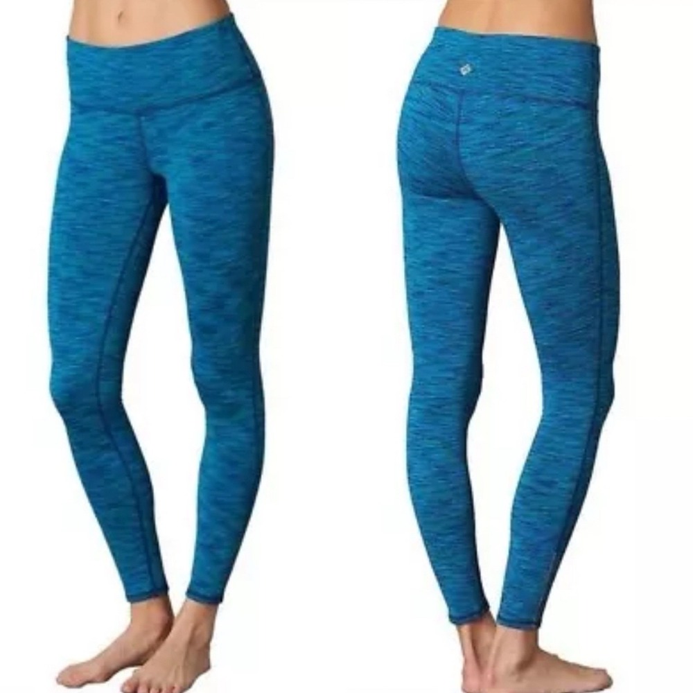 Prana Caraway Tight Leggings Womens Small Indigo Blue Stretch Performance Fleece